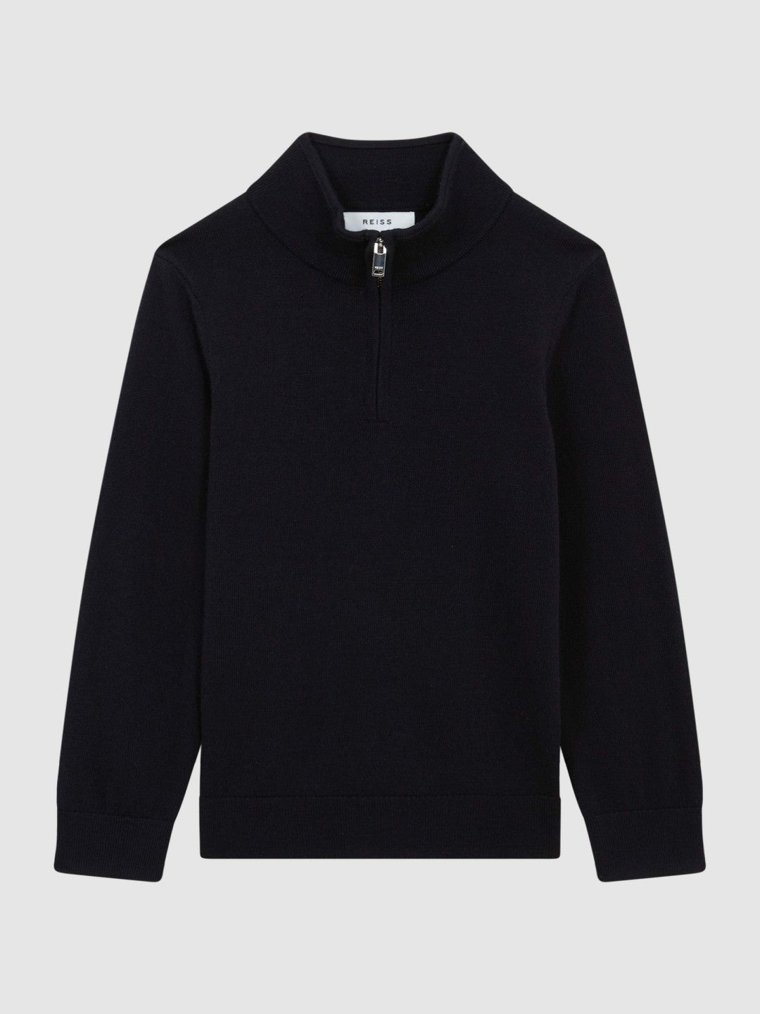 9-14 yrs Merino Wool Zip-Neck Jumper in Navy Children & Baby | Reiss