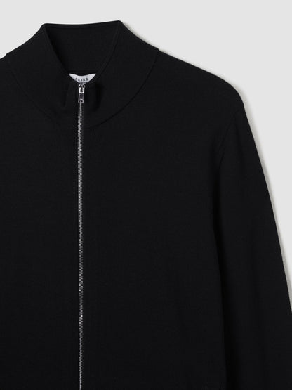 Merino Wool Zip-Through Cardigan in Black Men | Reiss