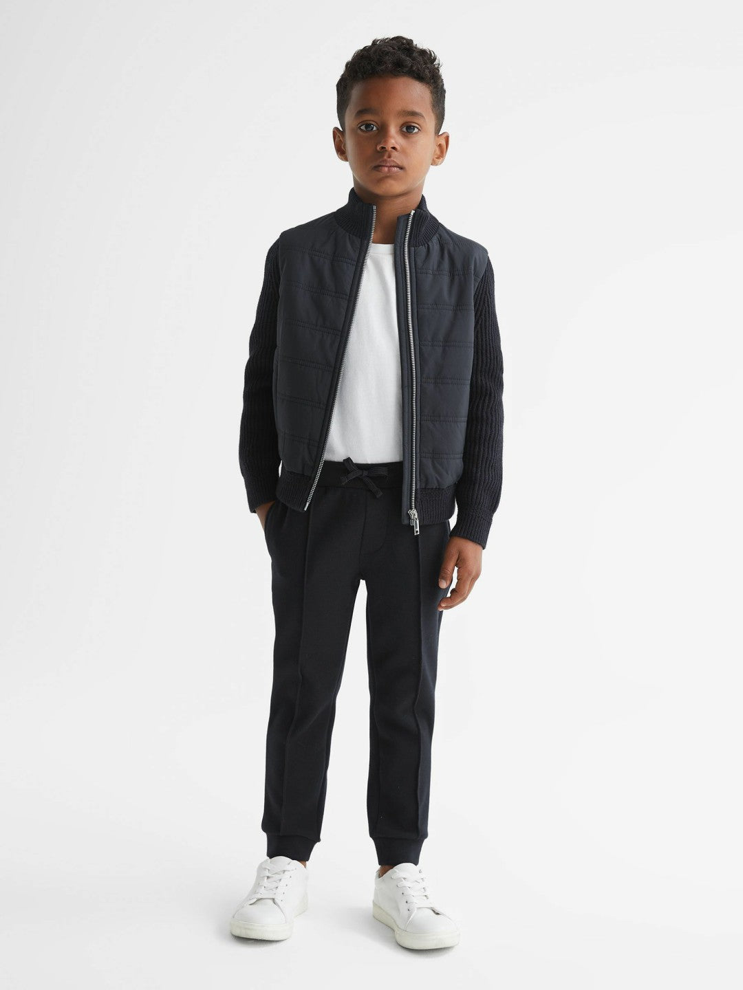 3-9 yrs Hybrid Zip Through Quilted Jacket in Navy Children & Baby | Reiss