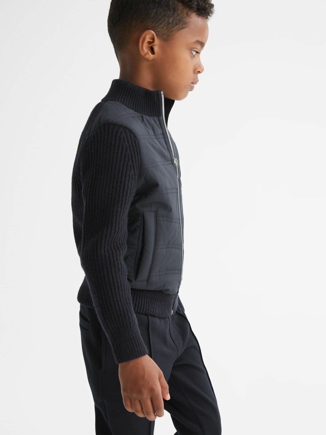 3-9 yrs Hybrid Zip Through Quilted Jacket in Navy Children & Baby | Reiss