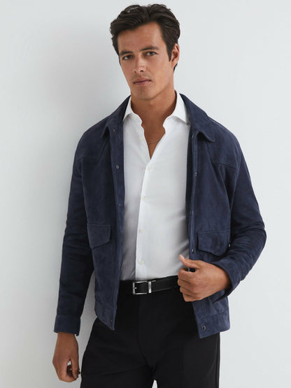 Reversible Leather Belt in Black Men | Reiss