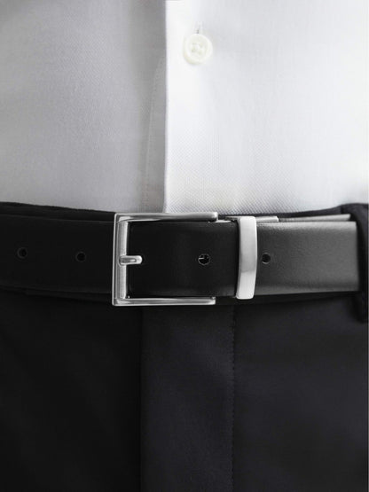 Reversible Leather Belt in Black Men | Reiss