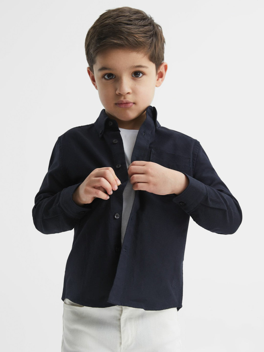 9-14 yrs Button Down Oxford Shirt in Navy Children & Baby | Reiss