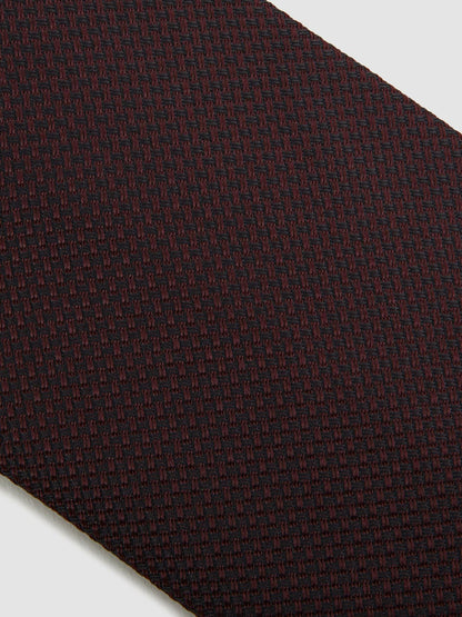Textured Silk Blend Tie in Burgundy Men | Reiss