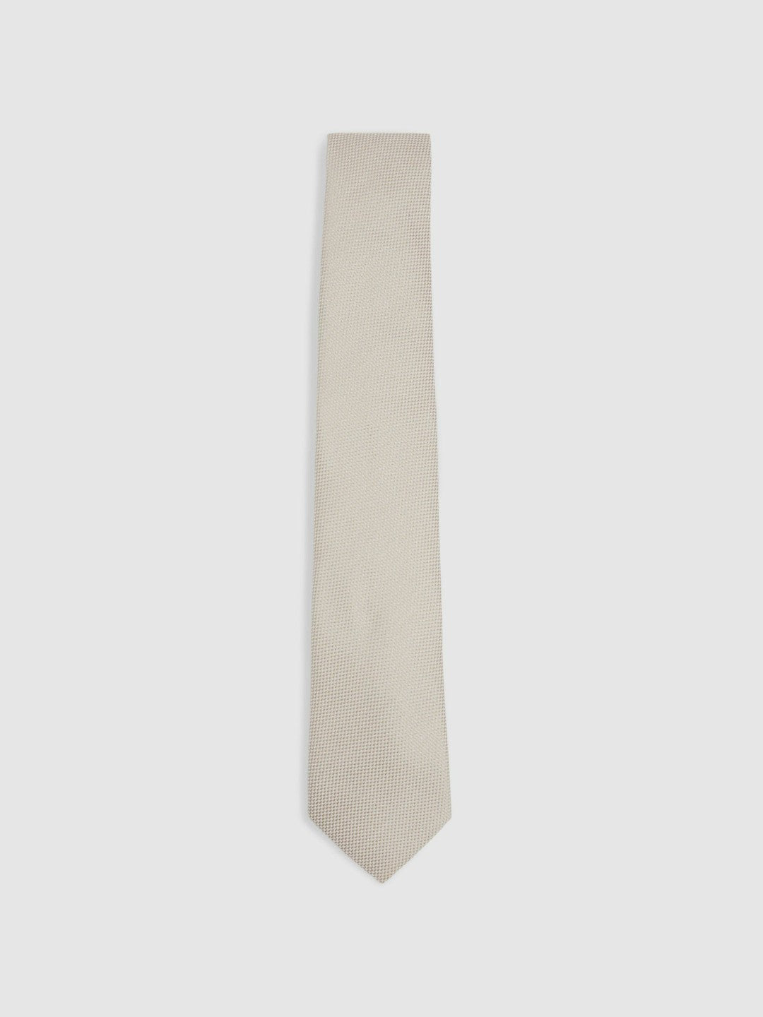 Textured Silk Blend Tie in Soft Champagne Men | Reiss