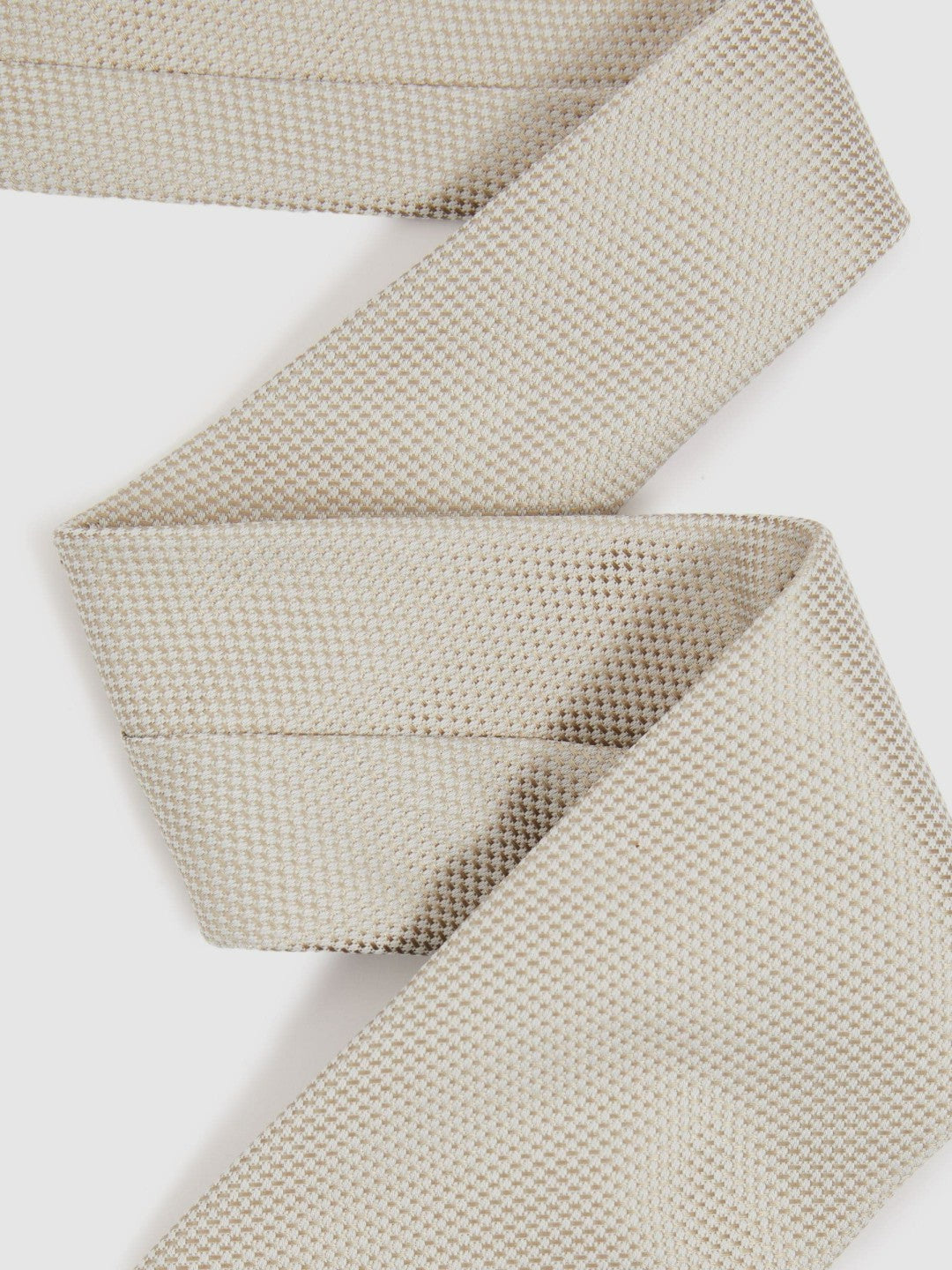 Textured Silk Blend Tie in Soft Champagne Men | Reiss