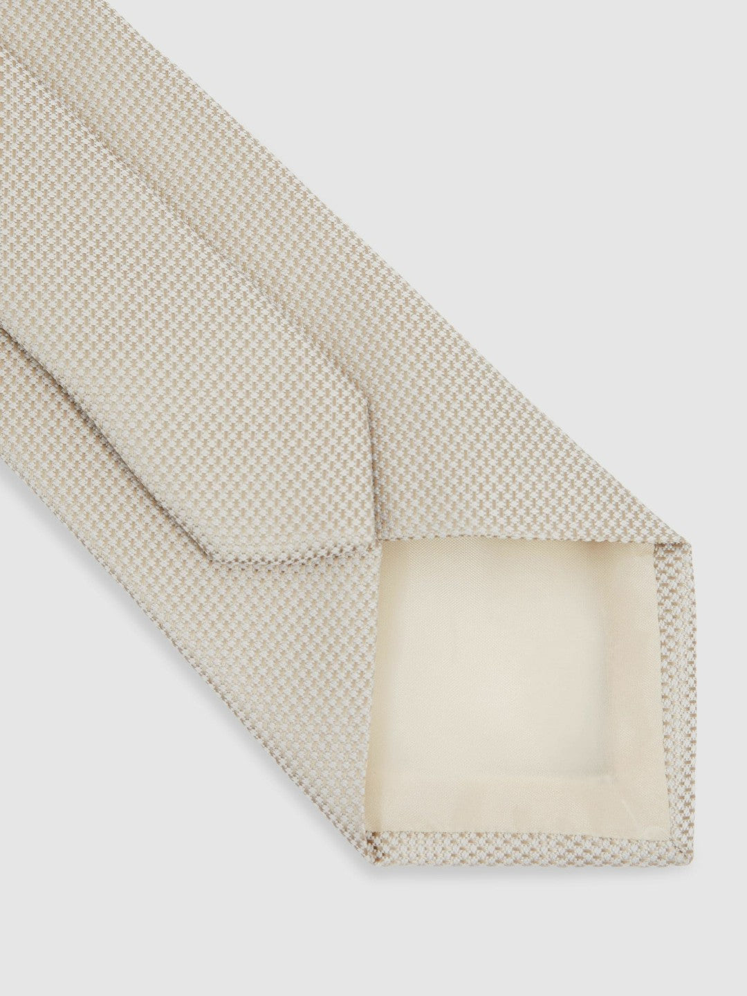 Textured Silk Blend Tie in Soft Champagne Men | Reiss