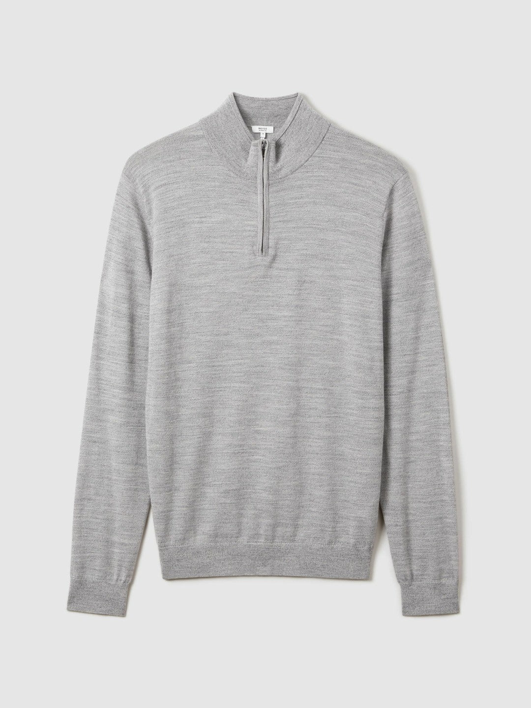 Merino Wool Half-Zip Jumper in Soft Grey Mouline Men | Reiss