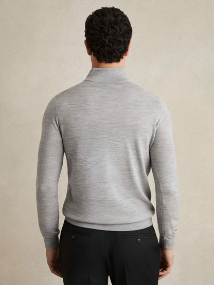 Merino Wool Half-Zip Jumper in Soft Grey Mouline Men | Reiss