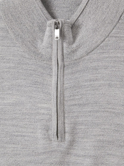 Merino Wool Half-Zip Jumper in Soft Grey Mouline Men | Reiss
