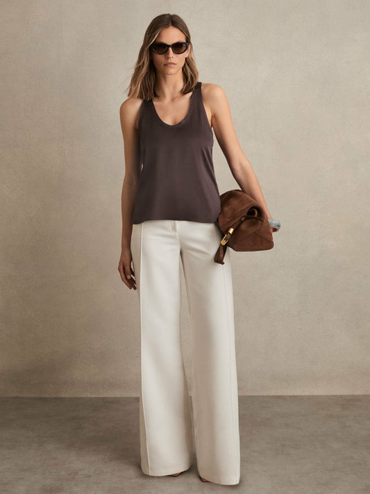 Silk Scoop-Neck Vest in Mauve Women | Reiss