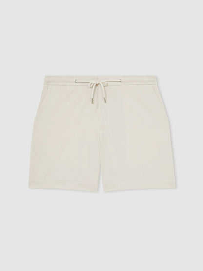 Textured Drawstring Shorts in Stone Men | Reiss