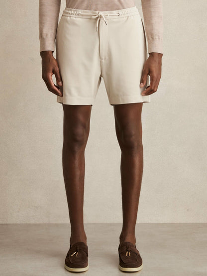 Textured Drawstring Shorts in Stone Men | Reiss