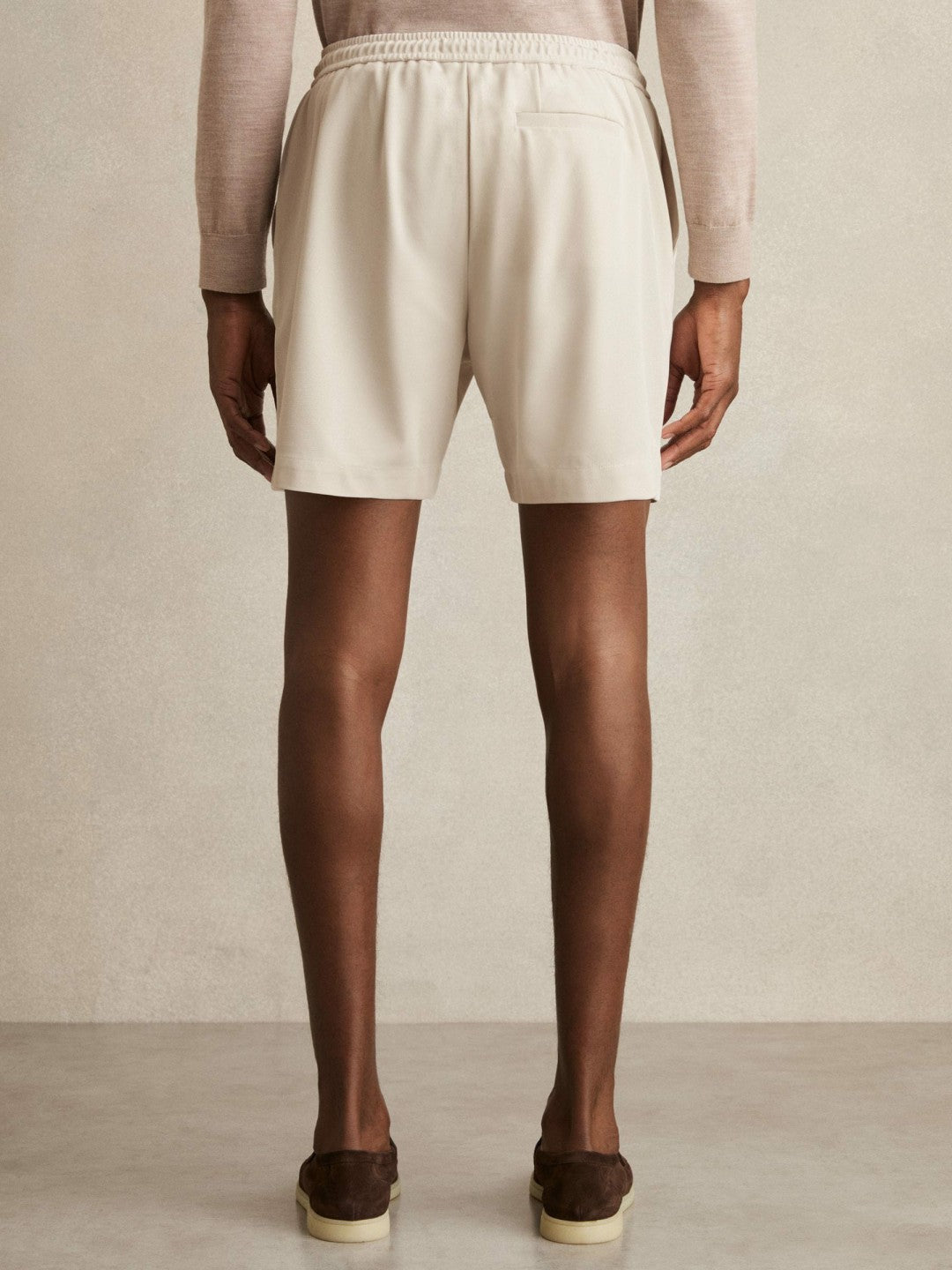 Textured Drawstring Shorts in Stone Men | Reiss