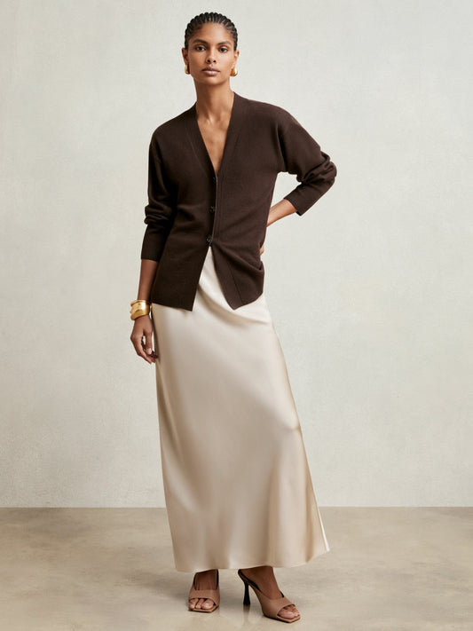 Silk Slip Maxi Skirt in Champagne Neutral Women | Reiss