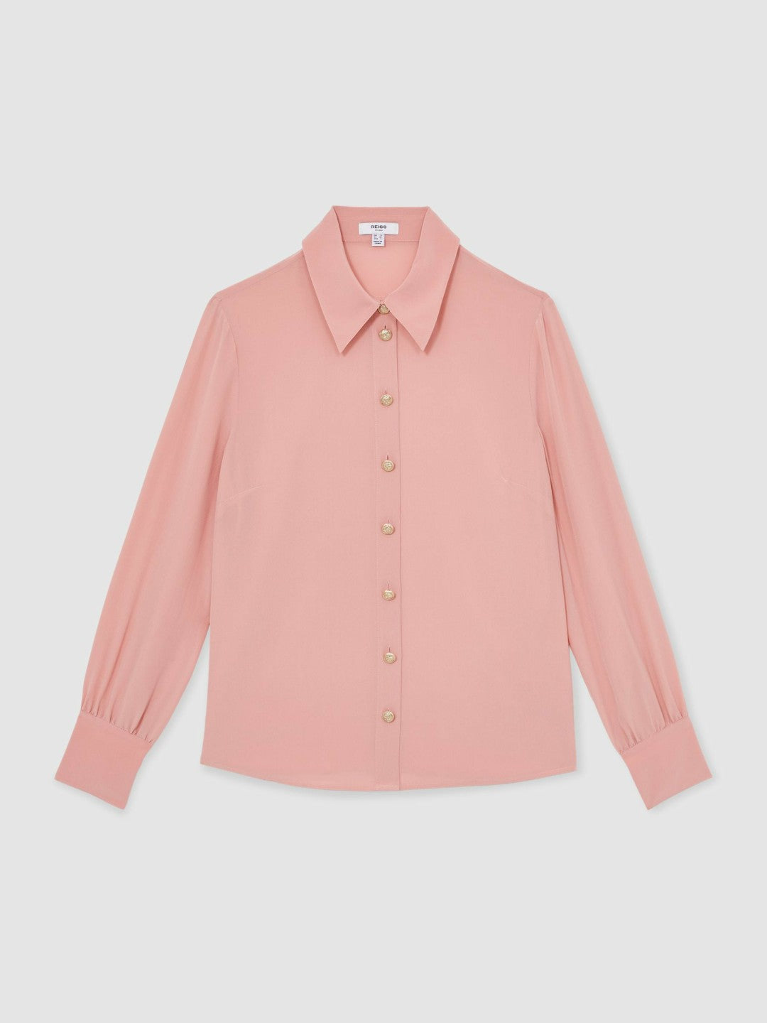 Silk Embossed-Button Shirt in Pink Women | Reiss