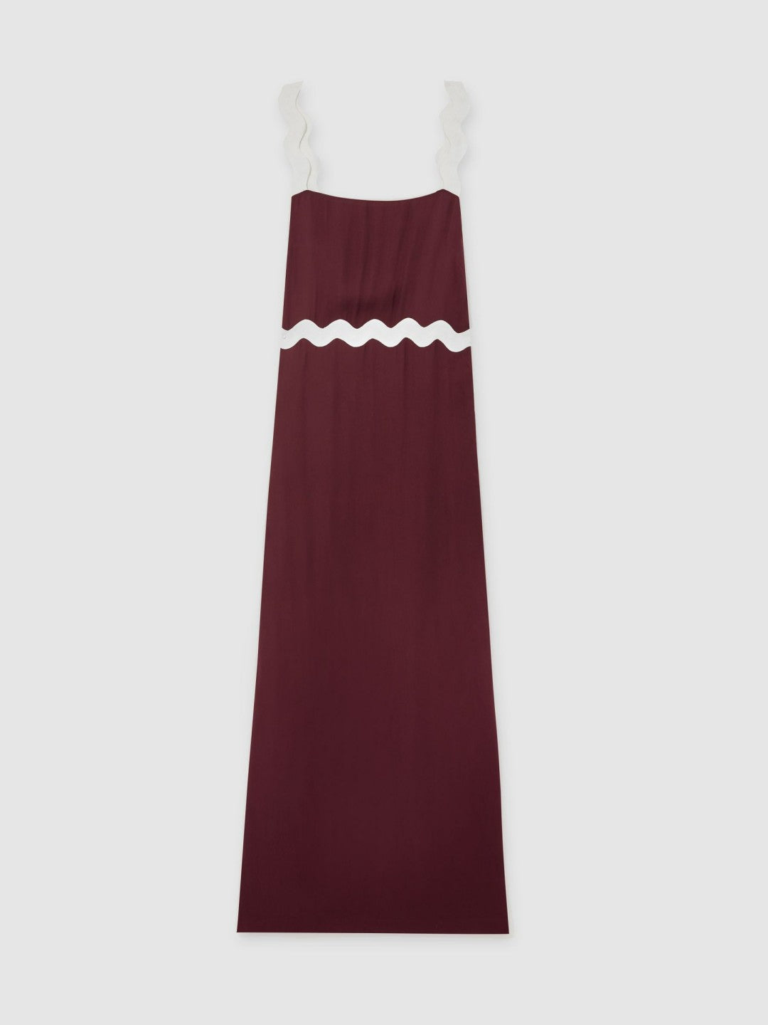 Wave-Trim Crepe Midi Dress in Burgundy Women | Reiss