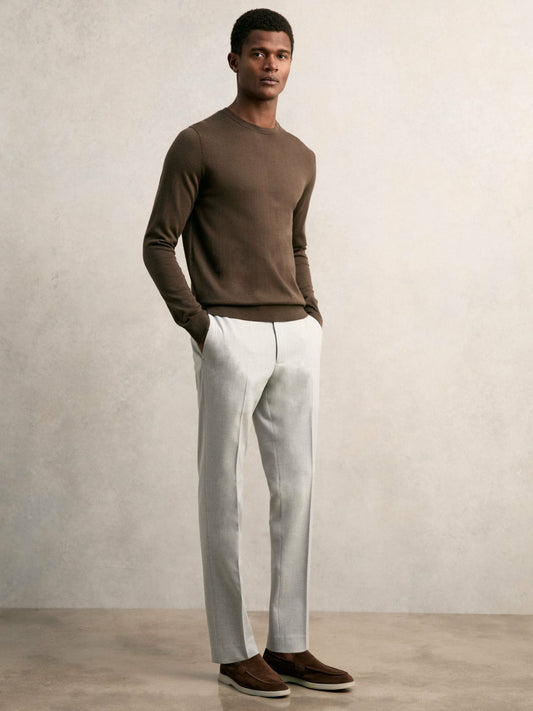 Slim-Fit Internal-Drawstring Trousers in Grey Men | Reiss