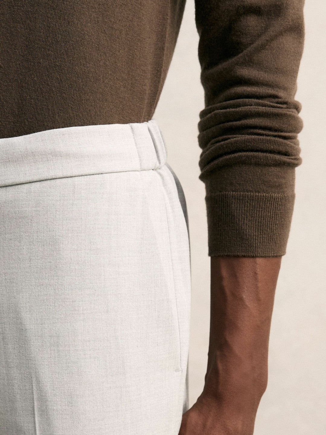 Slim-Fit Internal-Drawstring Trousers in Grey Men | Reiss