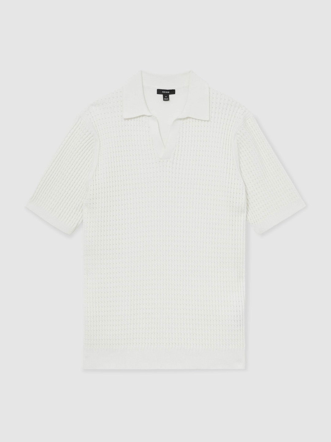 Micro-Cable Open-Collar Cotton-Blend Shirt in White Men | Reiss