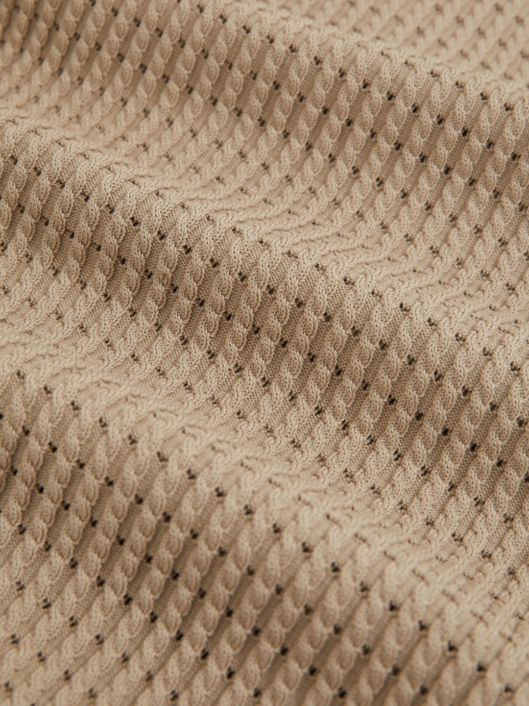 Micro-Cable Open-Collar Cotton-Blend Shirt in Light Camel Brown Men | Reiss