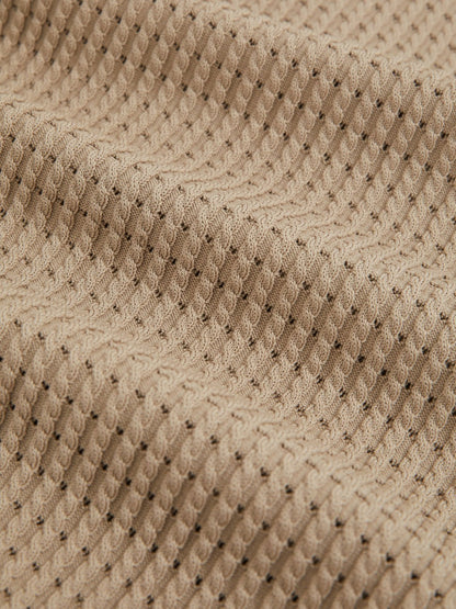Micro-Cable Open-Collar Cotton-Blend Shirt in Light Camel Brown Men | Reiss
