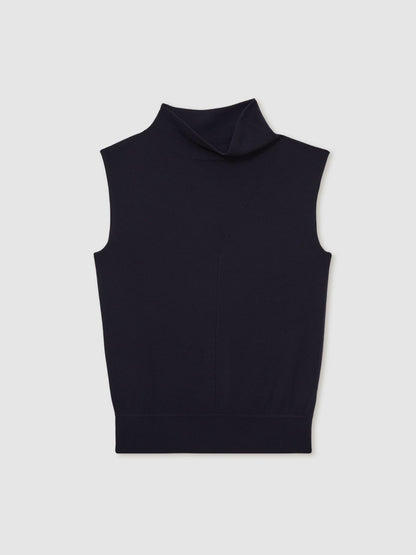 Wool Slouched Sleeveless Top in Navy Women | Reiss