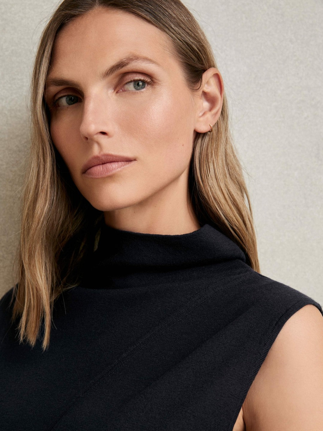 Wool Slouched Sleeveless Top in Navy Women | Reiss