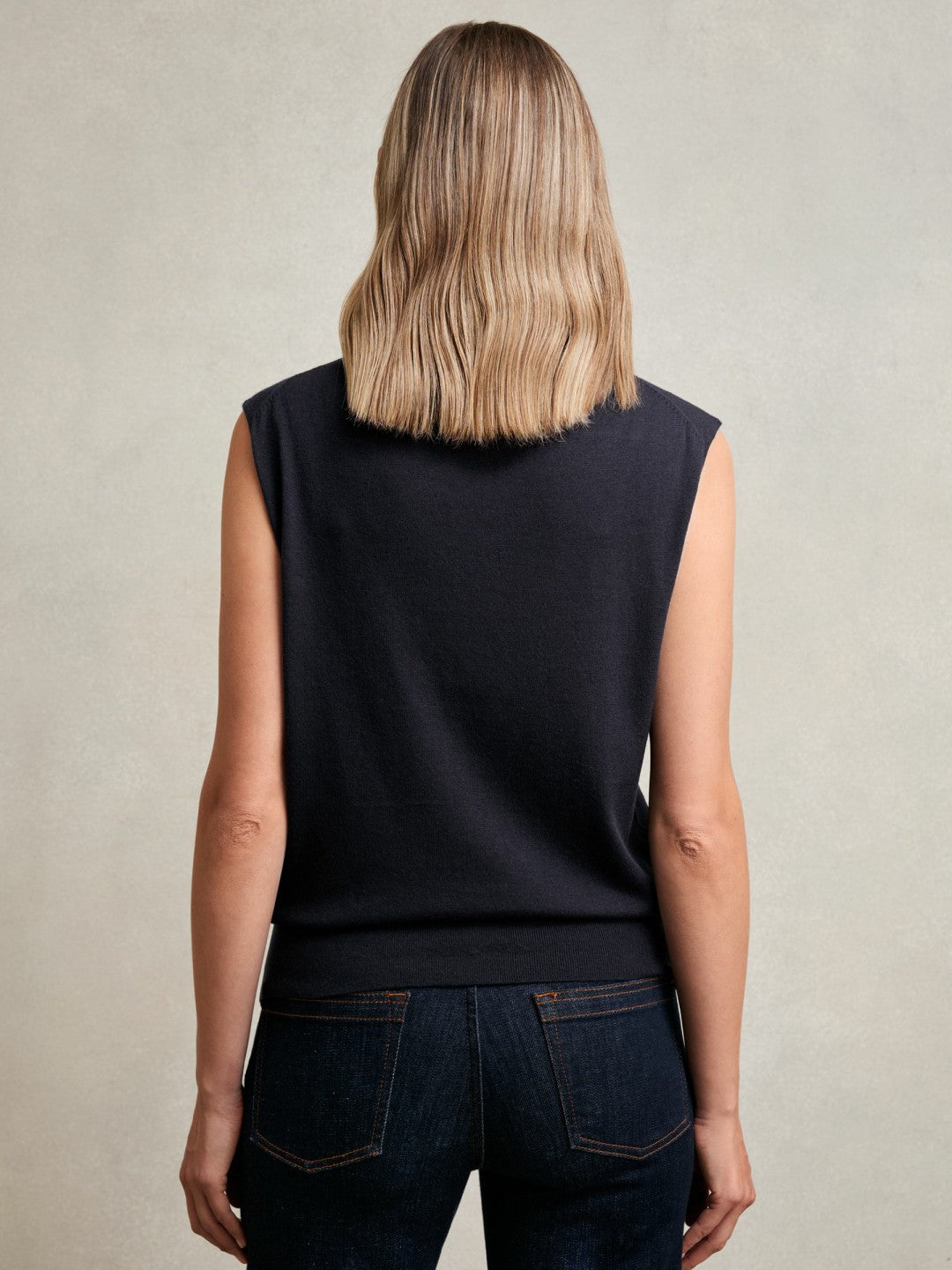 Wool Slouched Sleeveless Top in Navy Women | Reiss