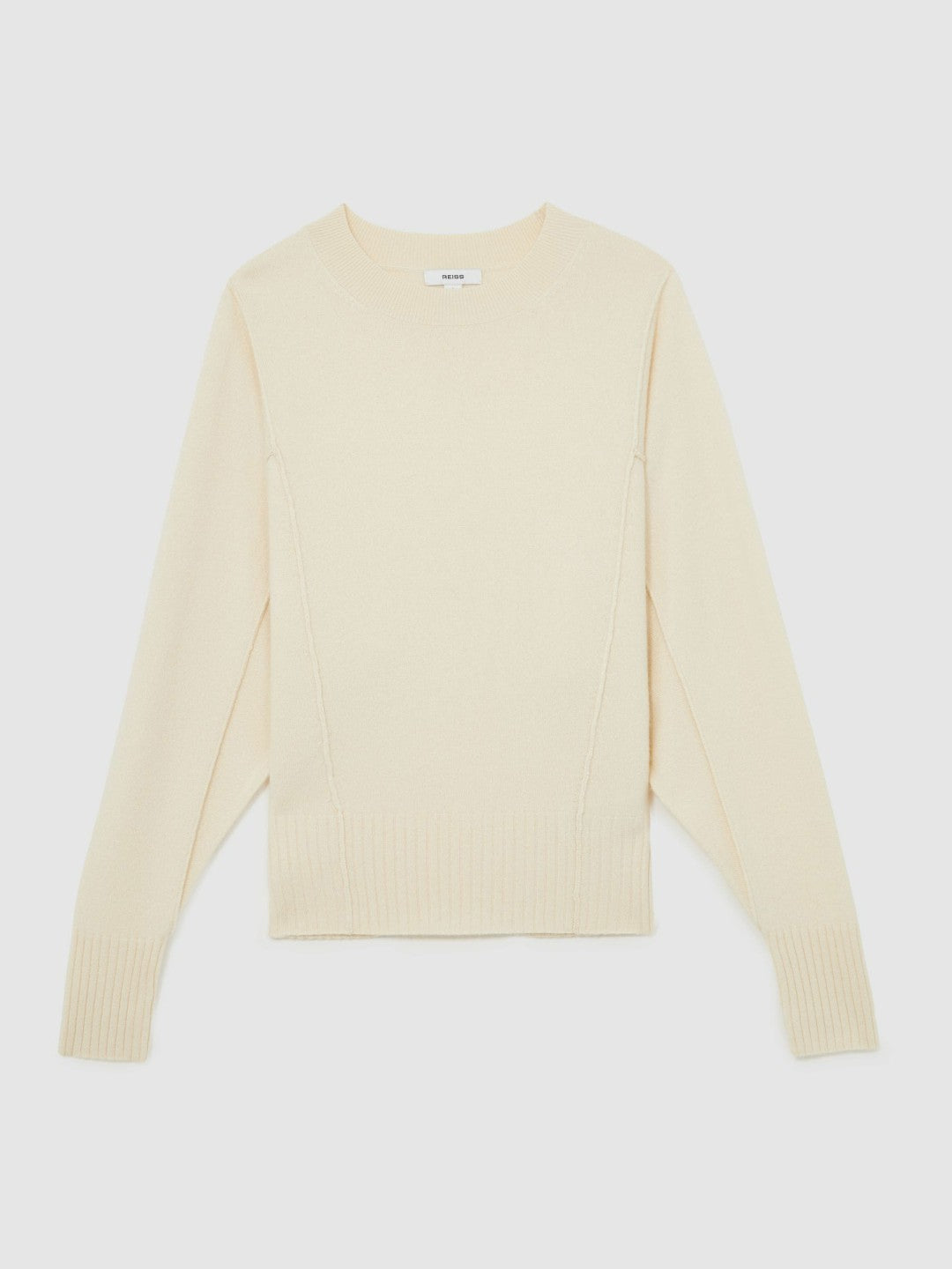 Wool-Blend Reverse-Seam Batwing Jumper With Cashmere in Cream Women | Reiss