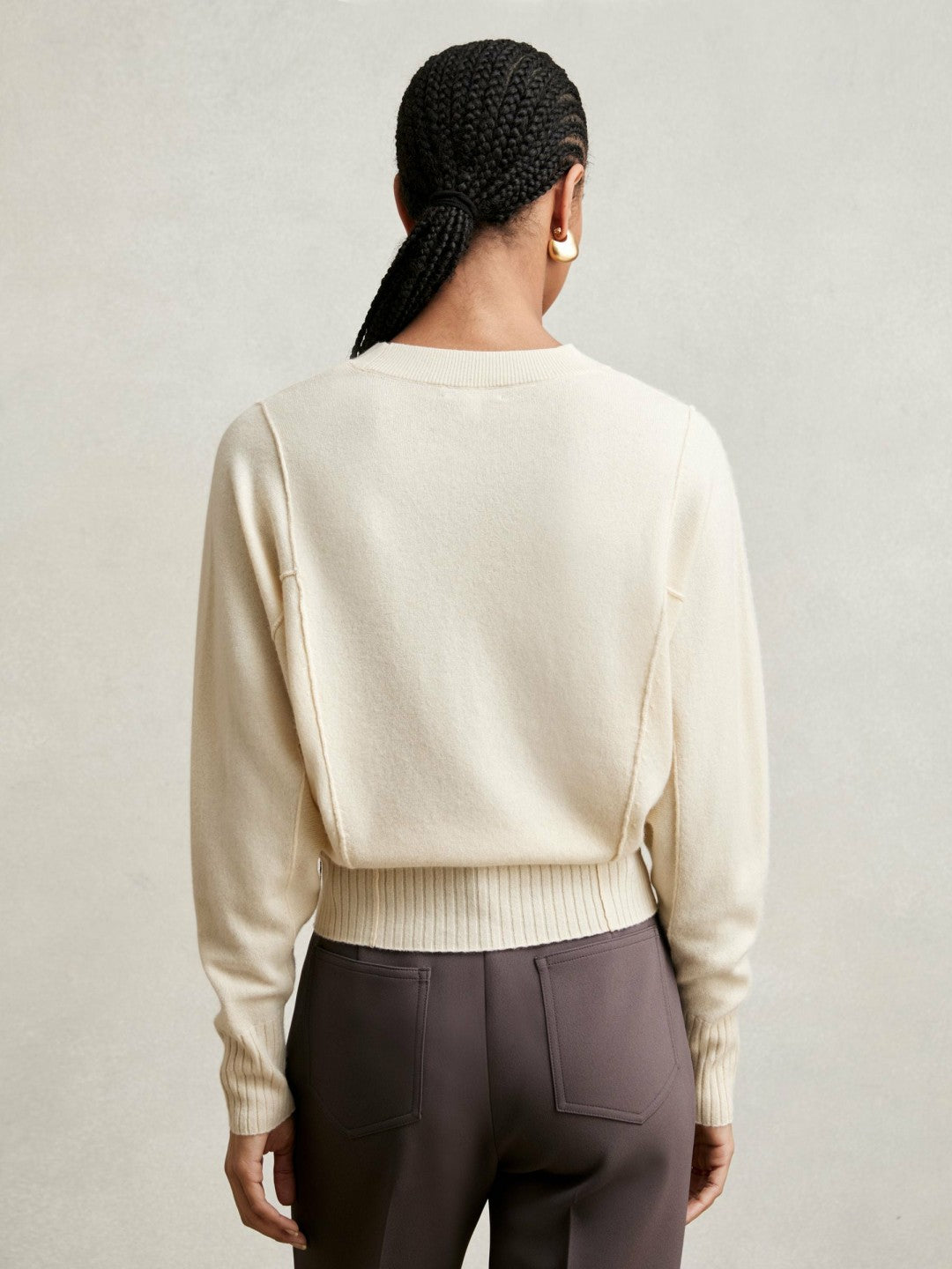 Wool-Blend Reverse-Seam Batwing Jumper With Cashmere in Cream Women | Reiss