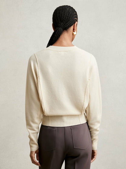 Wool-Blend Reverse-Seam Batwing Jumper With Cashmere in Cream Women | Reiss