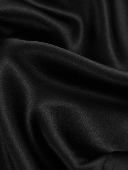 Silk-Satin Concealed-Placket Shirt in Black Women | Reiss