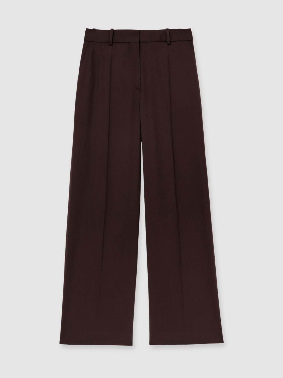 Wool-Blend Wide-Leg Suit Trousers in Aubergine Women | Reiss