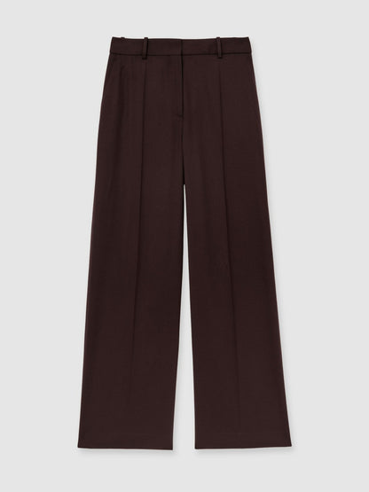 Wool-Blend Wide-Leg Suit Trousers in Aubergine Women | Reiss