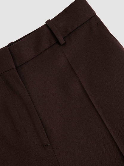 Wool-Blend Wide-Leg Suit Trousers in Aubergine Women | Reiss