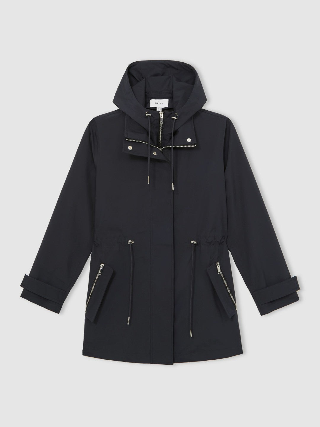 Removable-Hood Rain Coat in Navy Women | Reiss