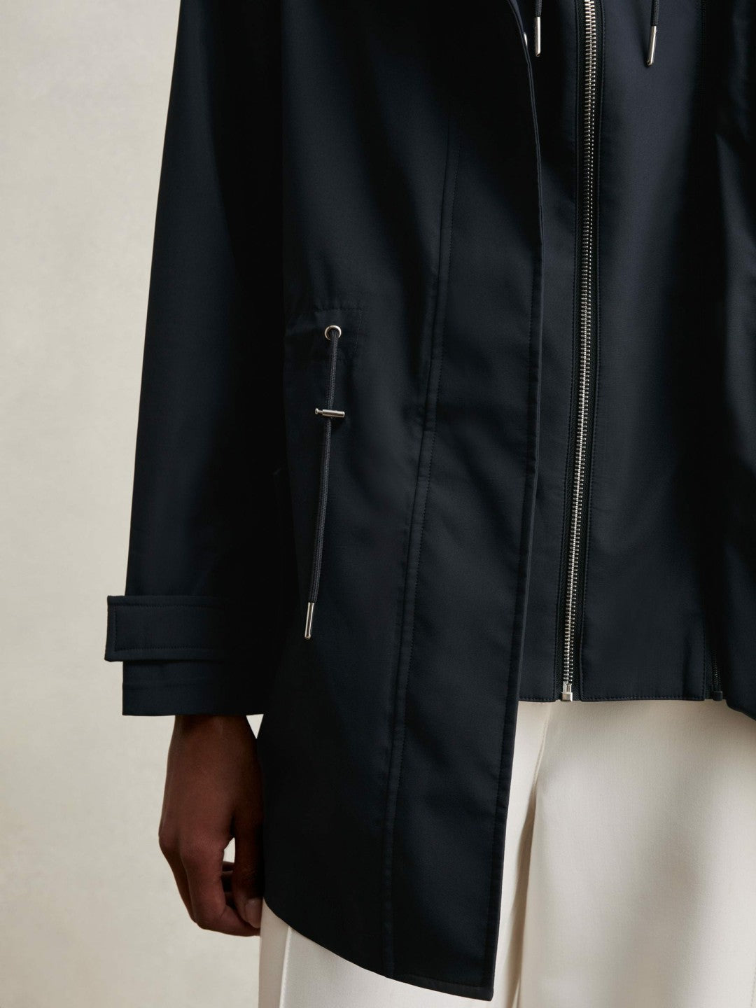 Removable-Hood Rain Coat in Navy Women | Reiss