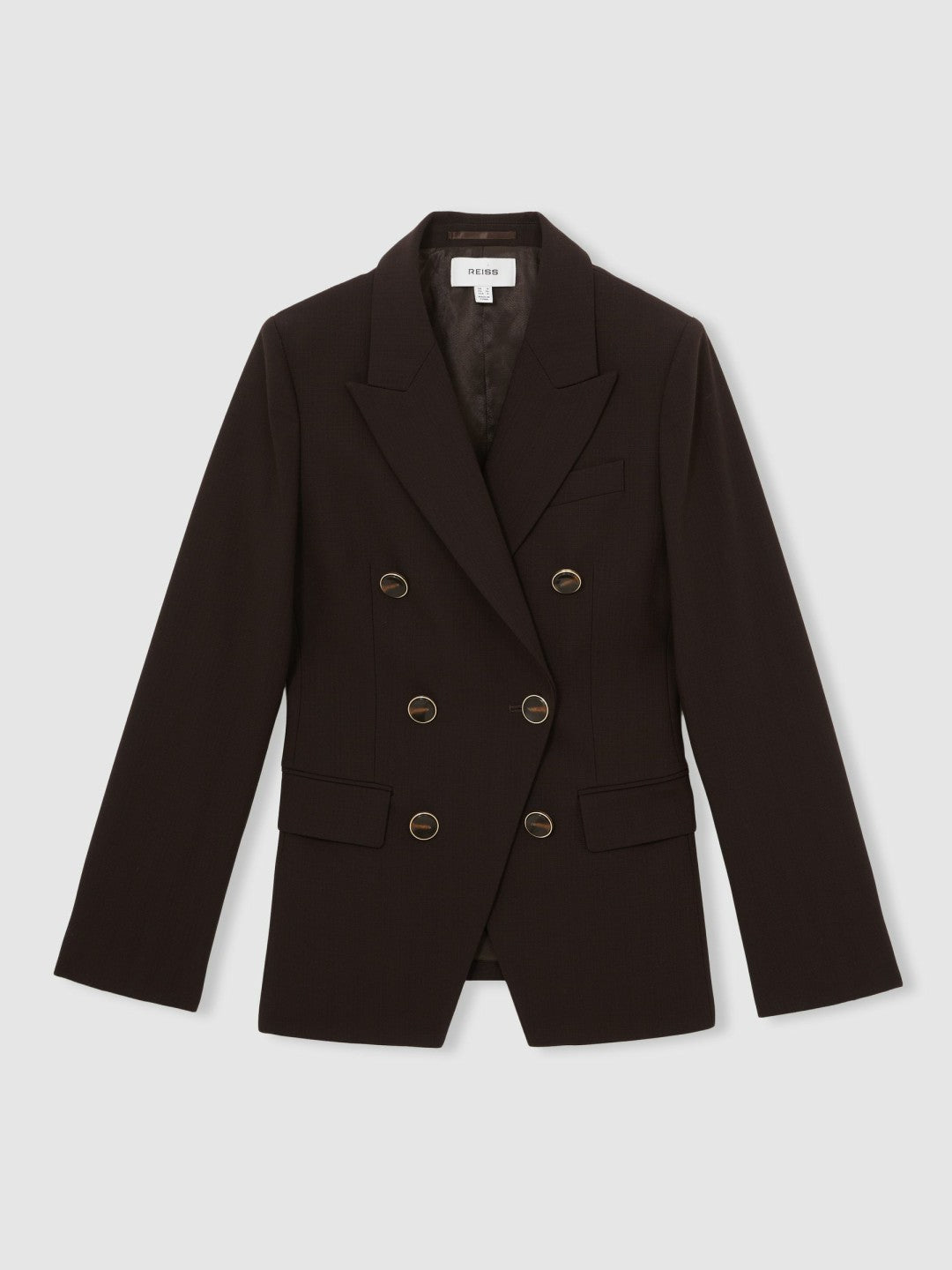 Petite Wool-Blend Double-Breasted Blazer in Chocolate Brown Women | Reiss