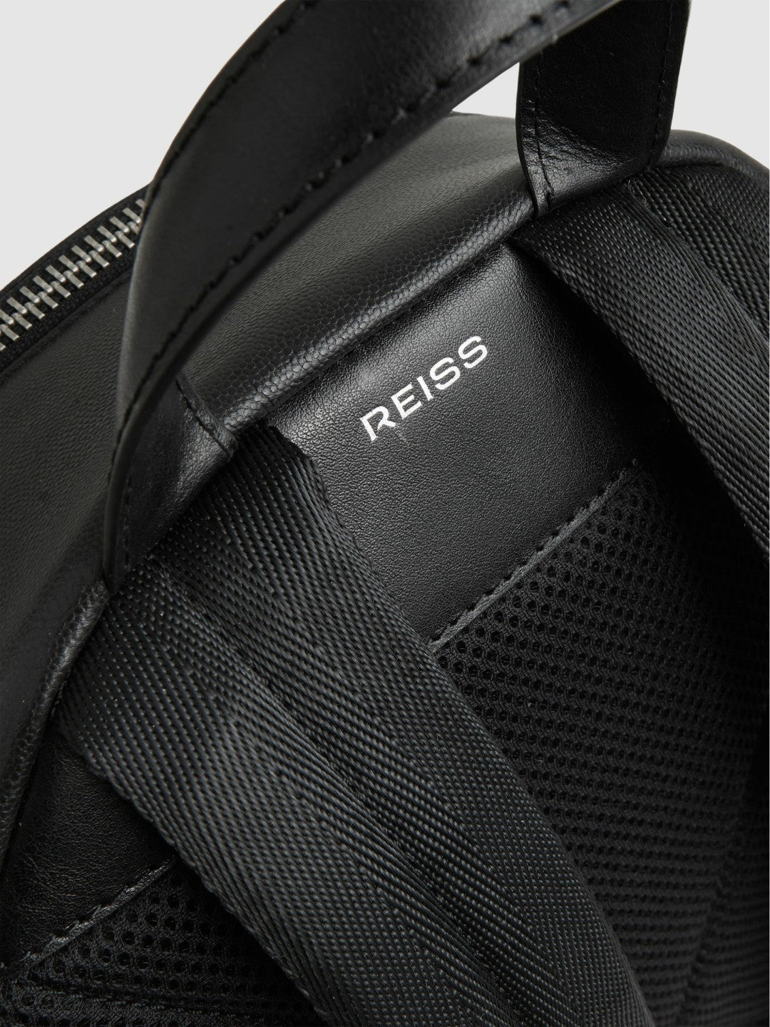 Micro-Grain Leather Backpack in Black Men | Reiss