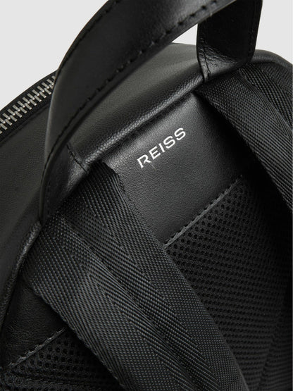 Micro-Grain Leather Backpack in Black Men | Reiss