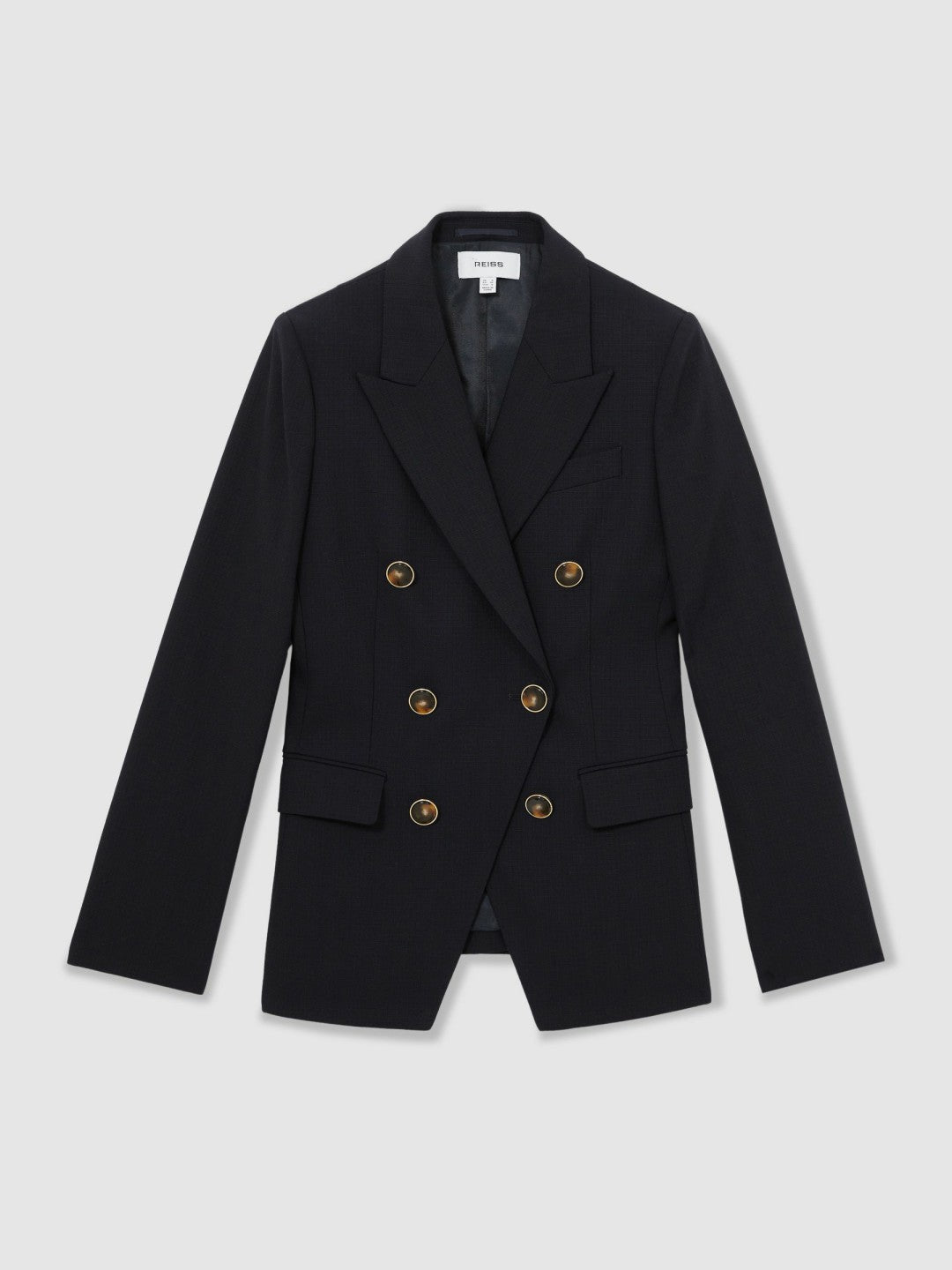 Wool-Blend Double-Breasted Blazer in Navy Women | Reiss
