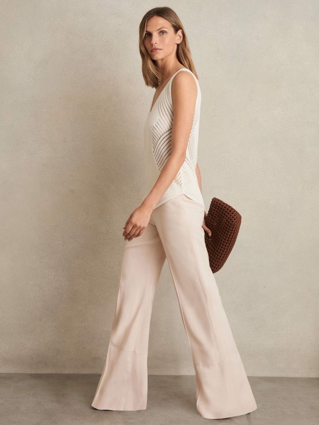 Wide-Leg Suit Trousers in Pink Women | Reiss