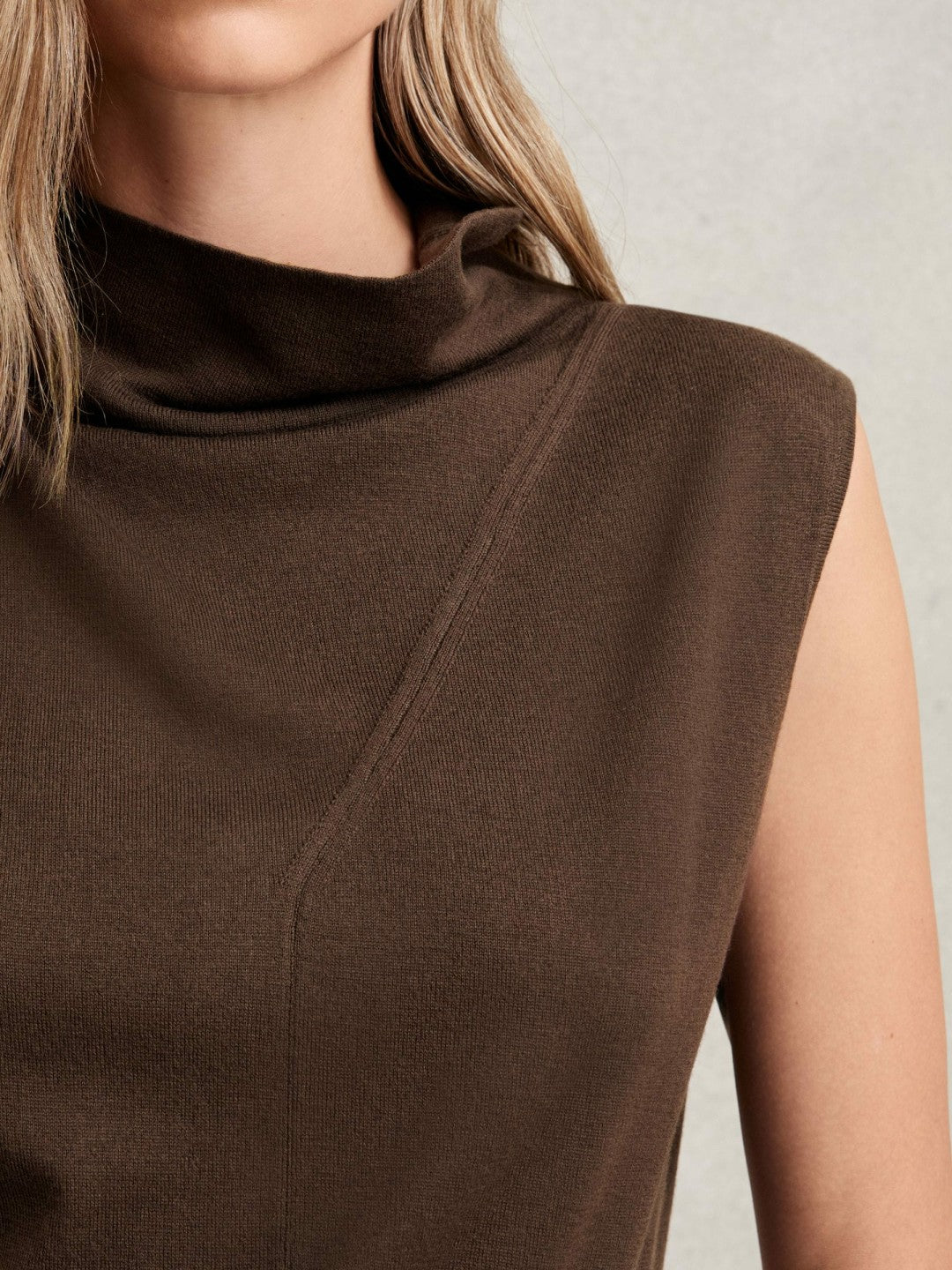 Wool Slouched Sleeveless Top in Chocolate Women | Reiss