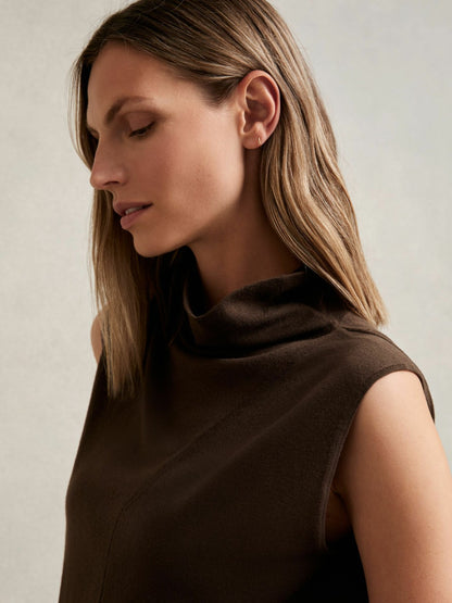 Wool Slouched Sleeveless Top in Chocolate Women | Reiss