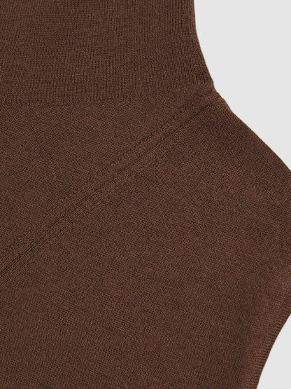 Wool Slouched Sleeveless Top in Chocolate Women | Reiss