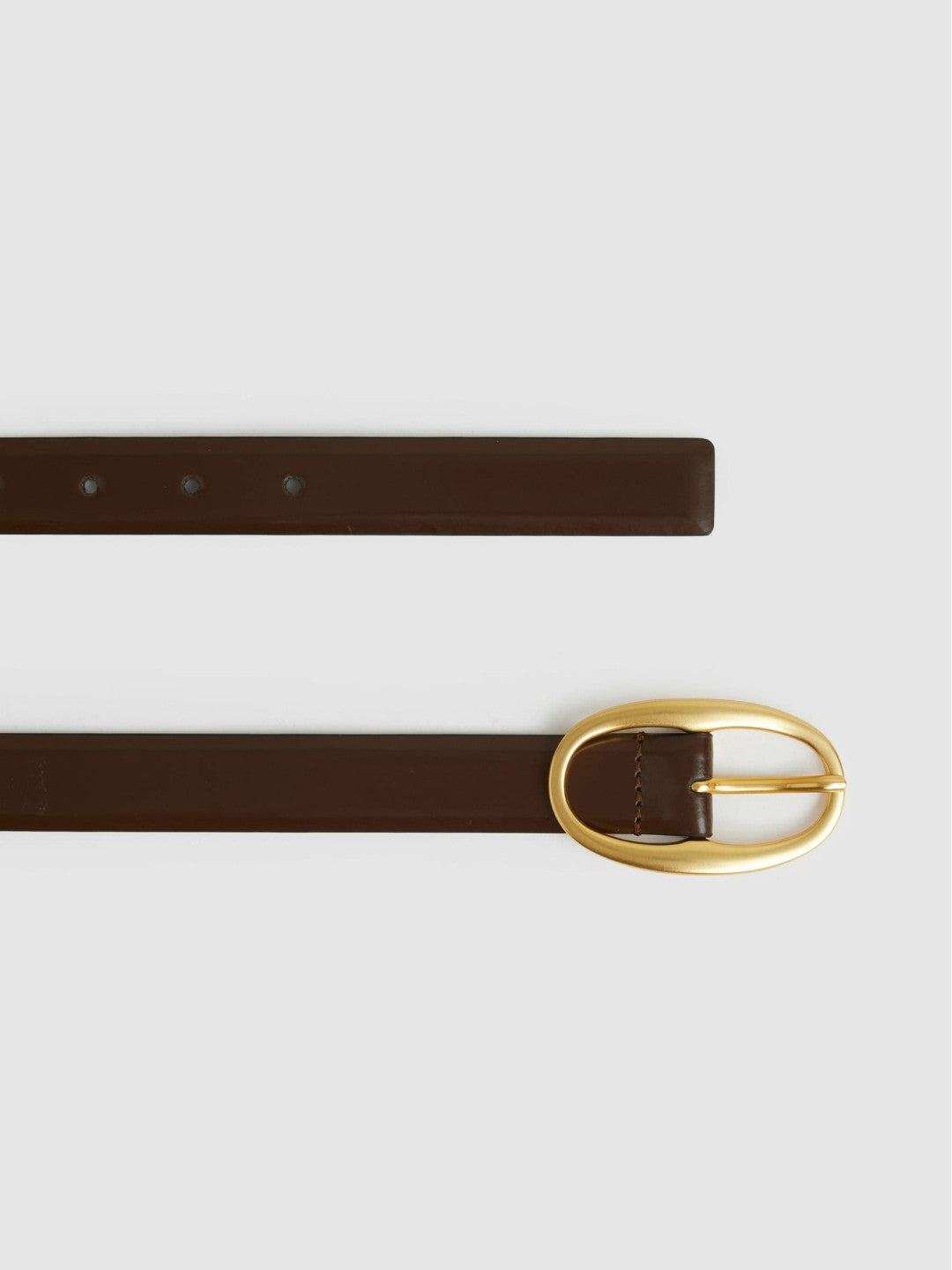 Patent Leather Oval Buckle Belt in Chocolate Women | Reiss