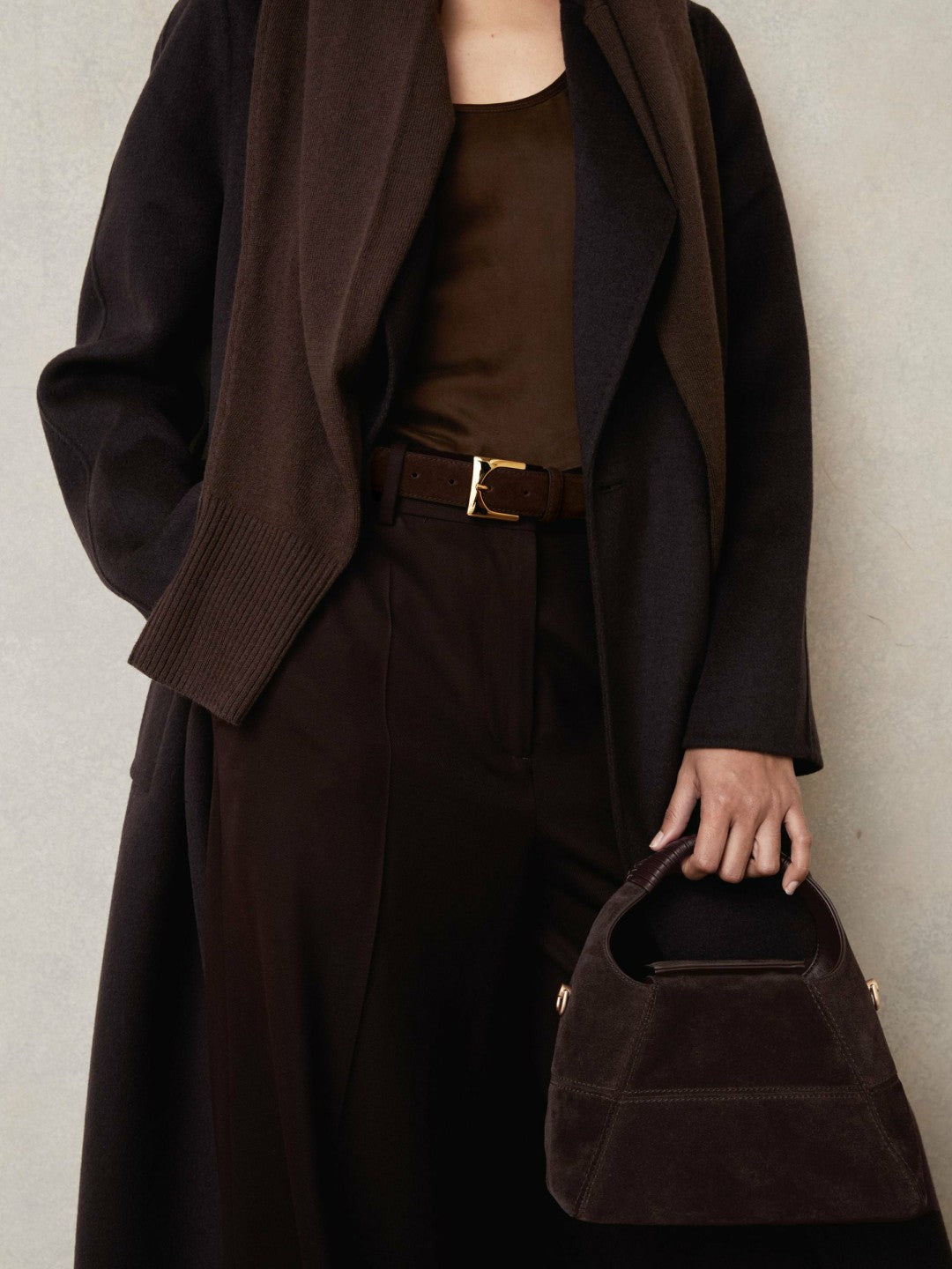 Patent Leather Oval Buckle Belt in Chocolate Women | Reiss