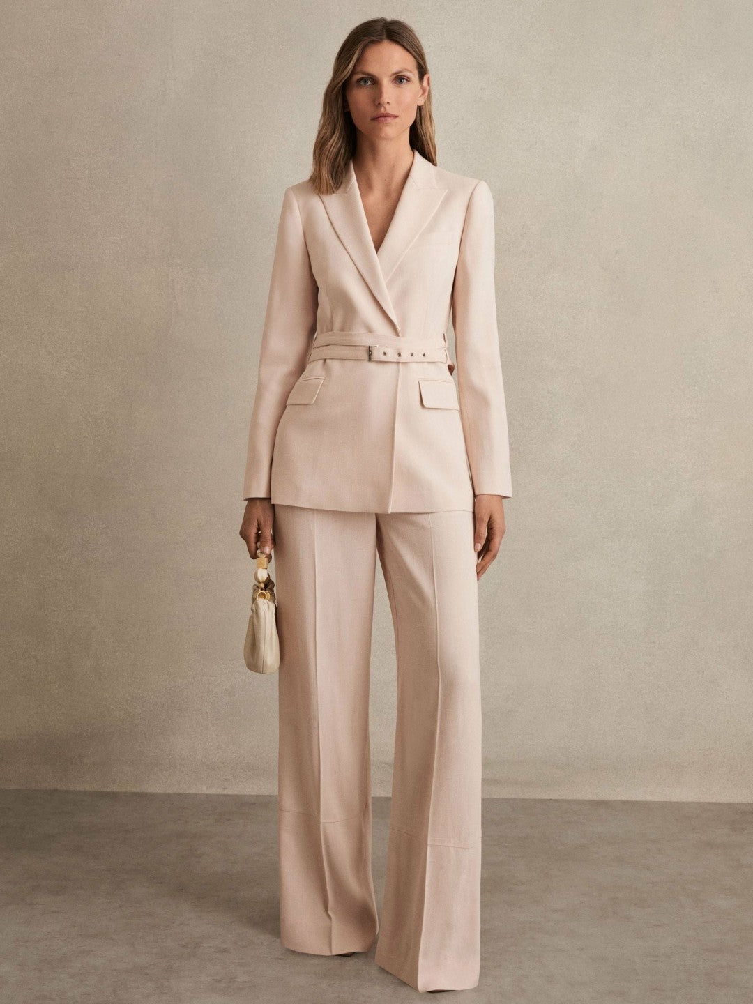 Petite Wide-Leg Suit Trousers in Pink Women | Reiss
