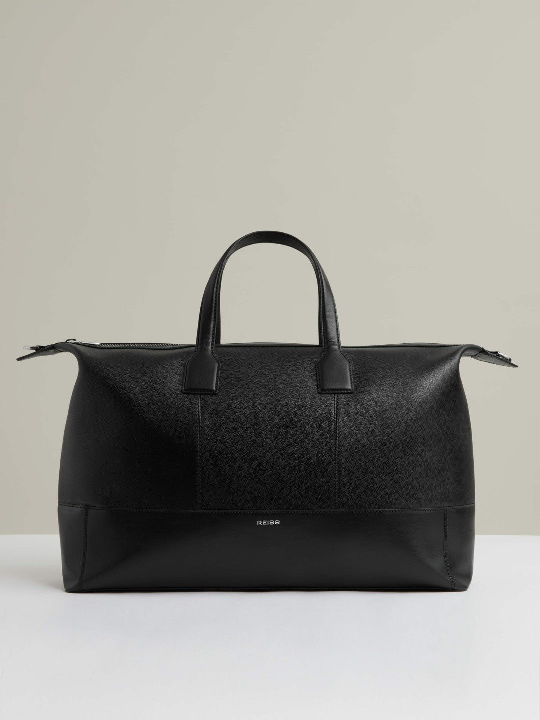 Micro-Grain Leather Holdall in Black Men | Reiss